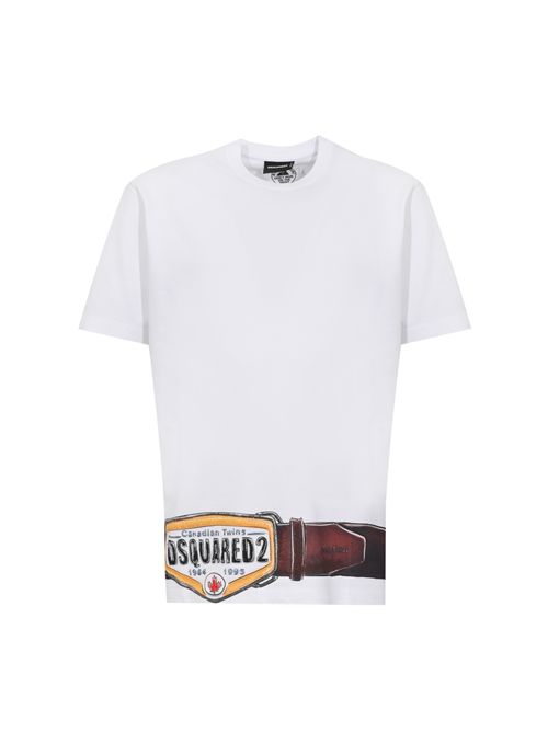 T-shirt in jersey di cotone con stampa cintura DSQUARED2 | S78GD0120 D20033100